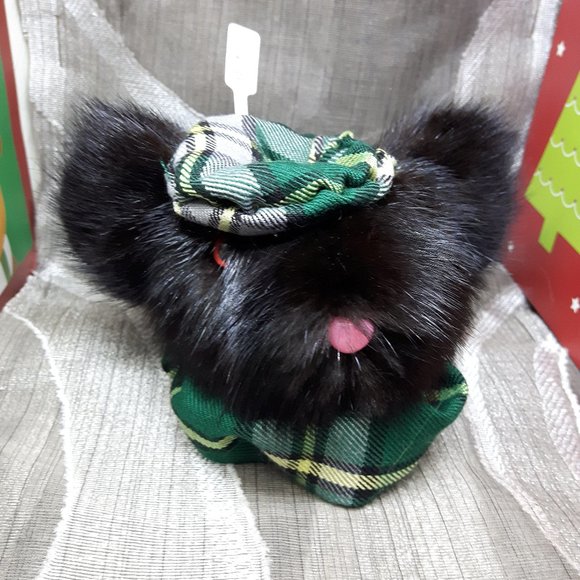 Tartan Teddy Bear Christmas Ornament - Genuine Fur - Mink - Picture 1 of 7